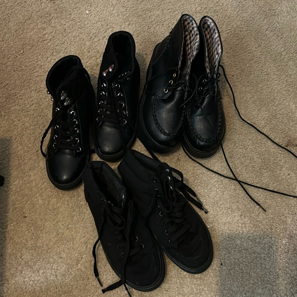 Lot of 3 Pairs women’s black ankle boots size 6.5